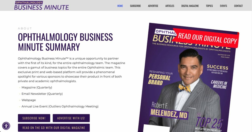 Award winning publication, Ophthalmology Business Minute